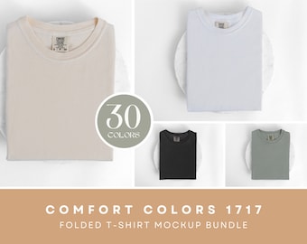 Comfort Colors 1717 Mockup Bundle | Folded T Shirt Mock Ups | Neutral Unisex Comfort Colors Mock-ups | Flatlay Mockups
