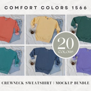 Comfort Colors 1566 Sweatshirt Mockup Bundle | Flatlay Crewneck Sweatshirt Mock Ups | Flat Lay Comfort Colors Mock-Ups | Comfy Collection