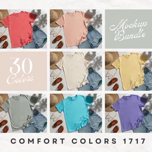 Comfort Colors 1717 Mockup Bundle | T Shirt Mockups | Comfort Colors Mockups | Flatlay Mockups | Sunny Styled Collection