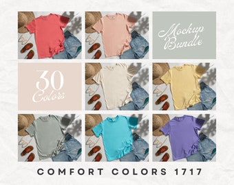 Paquete de maquetas Comfort Colors 1717 / Mockups de camisetas / Mockups Comfort Colors / Mockups Flatlay / Colección Sunny Styled