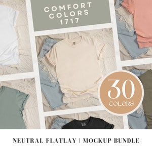 Comfort Colors 1717 Mockup Bundle | T Shirt Mockups | Comfort Colors C1717 Mock-Ups | Flat Lay Mock Ups | Neutral Flatlay Collection