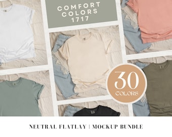Comfort Colors 1717 Mockup Bundle | T Shirt Mockups | Comfort Colors C1717 Mock-Ups | Flat Lay Mock Ups | Neutral Flatlay Collection