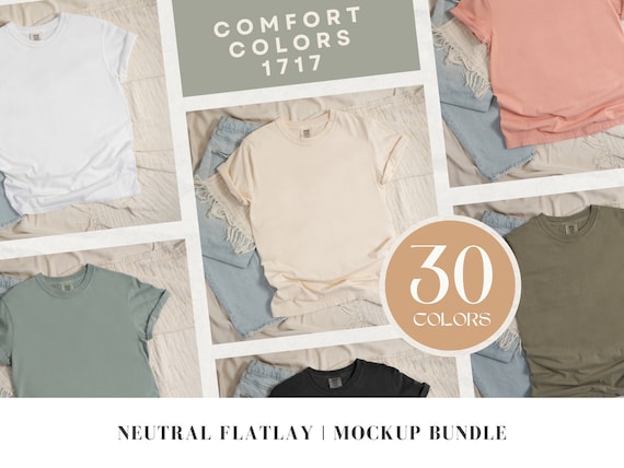Comfort Colors 1717 Mockup Bundle | T Shirt Mockups | Comfort Colors C1717 Mock-Ups | Flat Lay Mock Ups | Neutral Flatlay Collection