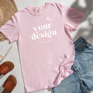 Blossom Comfort Colors 1717 Mockup | T Shirt Mockup | Comfort Colors Mockup | Flatlay Mockup | Sunny Styled Collection