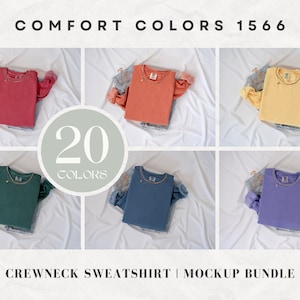 Comfort Colors 1566 Sweatshirt Mockup Bundle | Folded Crewneck Sweatshirt Mockups | Comfort Colors Mockups | Flatlay Mockups | Styled Folded