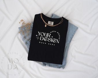 Black Comfort Colors 1717 Mockup | Folded T Shirt Mockup | Comfort Colors Mockup | Flatlay Mockup | Styled Folded Collection
