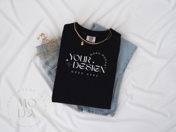 Black Comfort Colors 1717 Mockup | Folded T Shirt Mockup | Comfort Colors Mockup | Flatlay Mockup | Styled Folded Collection