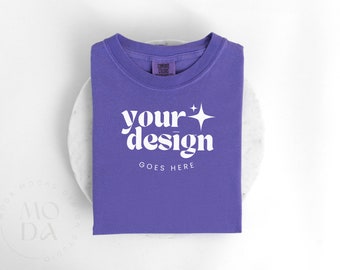 Violet Comfort Colors 1717 Mockup | Folded T Shirt Mock Up | Comfort Colors Mock-up | Flatlay Mockup | Unisex Folded Mock-Ups