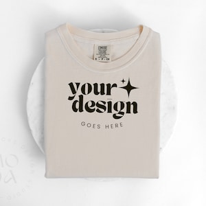 Ivory Comfort Colors 1717 Mockup | Folded T Shirt Mock Up | Comfort Colors Mock-up | Flatlay Mockup | Unisex Folded Mock-Ups