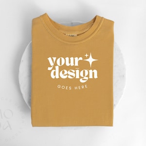 Mustard Comfort Colors 1717 Mockup | Folded T Shirt Mock Up | Comfort Colors Mock-up | Flatlay Mockup | Unisex Folded Mock-Ups