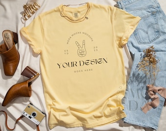 Butter Comfort Colors 1717 Mockup | T Shirt Mockup | Comfort Colors Mockup | Flatlay Mockup | Neutral Styled Collection