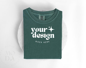 Light Green Comfort Colors 1717 Mockup | Folded T Shirt Mock Up | Comfort Colors Mock-up | Flatlay Mockup | Unisex Folded Mock-Ups