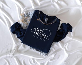 Navy Gildan 18000 Sweatshirt Mockup | Heavy Blend Crewneck Sweat Shirt Mock Up | Folded Flat Lay Mock-Up | Flatlay Mockups