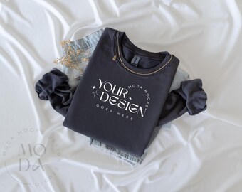 Charcoal Gildan 18000 Sweatshirt Mockup | Heavy Blend Crewneck Sweat Shirt Mock Up | Folded Flat Lay Mock-Up | Flatlay Mockups
