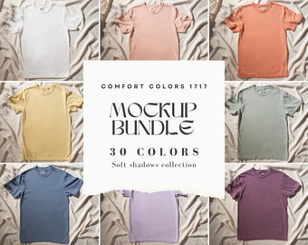 Comfort Colors 1717 Mockup Bundle | T Shirt Mockups | Comfort Colors Mockups | Flatlay Mockups | Soft Shadows Collection