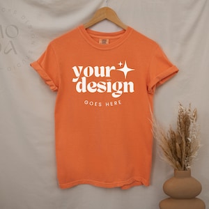 Melon Comfort Colors 1717 Mockup | T Shirt Mockup | Comfort Colors C1717 Mock-Up | Hanging Mock Up | Hanging T-Shirt Collection