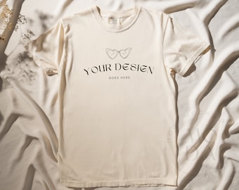 Ivory Comfort Colors 1717 Mockup | T Shirt Mockup | Comfort Colors Mockup | Flatlay Mockup | Soft Shadows Collection