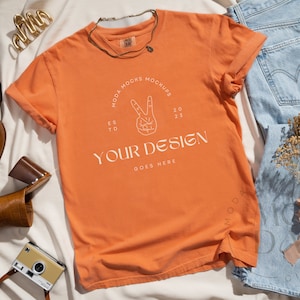 Melon Comfort Colors 1717 Mockup | T Shirt Mockup | Comfort Colors Mockup | Flatlay Mockup | Neutral Styled Collection