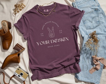 Vineyard Comfort Colors 1717 Mockup | T Shirt Mockup | Comfort Colors Mockup | Flatlay Mockup | Neutral Styled Collection