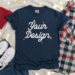 Midnight Comfort Colors 1717 Christmas Mockup | T Shirt Mockup | Comfort Colors Mockup | Flatlay Mockup | Holiday Collection