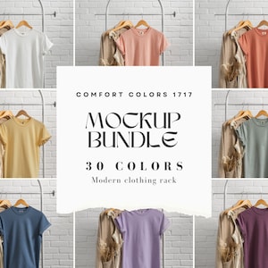 Comfort Colors 1717 Mockup Bundle | T Shirt Mockups | Comfort Colors Mockups | Hanging Mockups | Modern Clothing Rack Collection