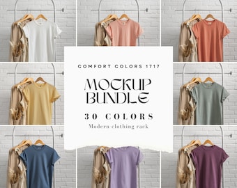 Paquete de maquetas Comfort Colors 1717 / Maquetas de camisetas / Maquetas de colores confortables / Maquetas colgantes / Colección de estantes de ropa moderna