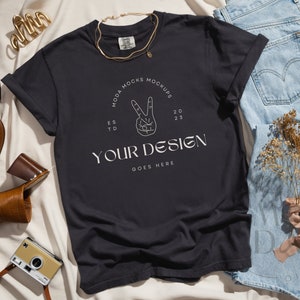 Graphite Comfort Colors 1717 Mockup | T Shirt Mockup | Comfort Colors Mockup | Flatlay Mockup | Neutral Styled Collection