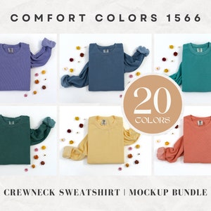 Comfort Colors 1566 Sweatshirt Mockup Bundle | Folded Crewneck Sweatshirt Mockups | Comfort Colors Mockups | Flatlay Mockups | Boho Floral