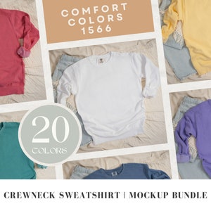 Comfort Colors 1566 Sweatshirt Mockup Bundle | Flatlay Crewneck Sweatshirt Mockups | Comfort Colors Mockups | Neutral Flatlay Collection