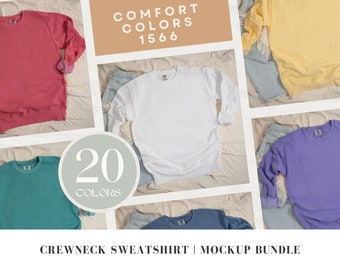Comfort Colors 1566 Sweatshirt Mockup Bundle | Flatlay Crewneck Sweatshirt Mockups | Comfort Colors Mockups | Neutral Flatlay Collection
