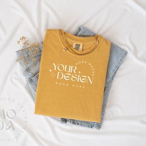 Mustard Comfort Colors 1717 Mockup | Folded T Shirt Mockup | Comfort Colors Mockup | Flatlay Mockup | Styled Folded Collection