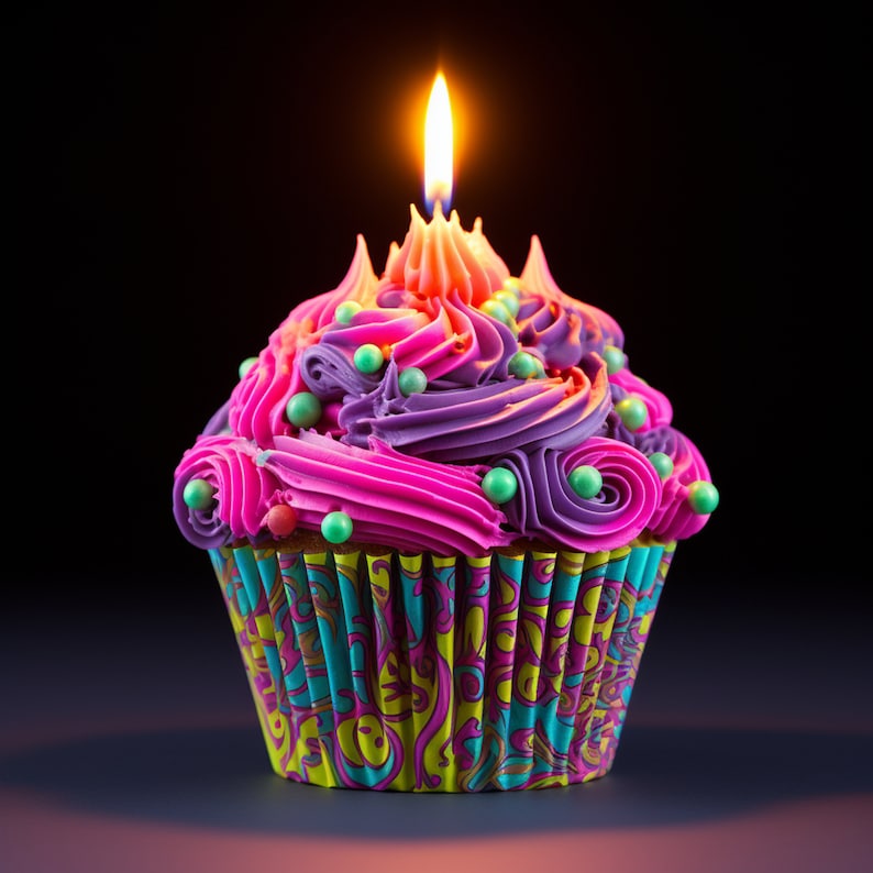 Neon Happy Birthday Cake Cupcake Milkshake High Quality JPEG PNG for ...