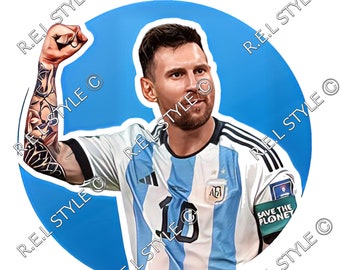 Lionel Messi Argentina Clip Art Descarga Digital - PNG & JPEG Ilustración de jugador de fútbol