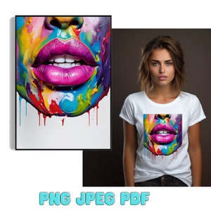 Colorful Lip Sublimation Designs: Abstract PNG Art for Hip Hop Shirts and more