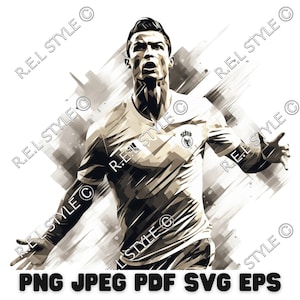 Ronaldo cristiano cr7 Svg PNG PDF JPEG Digital Download Clip Art