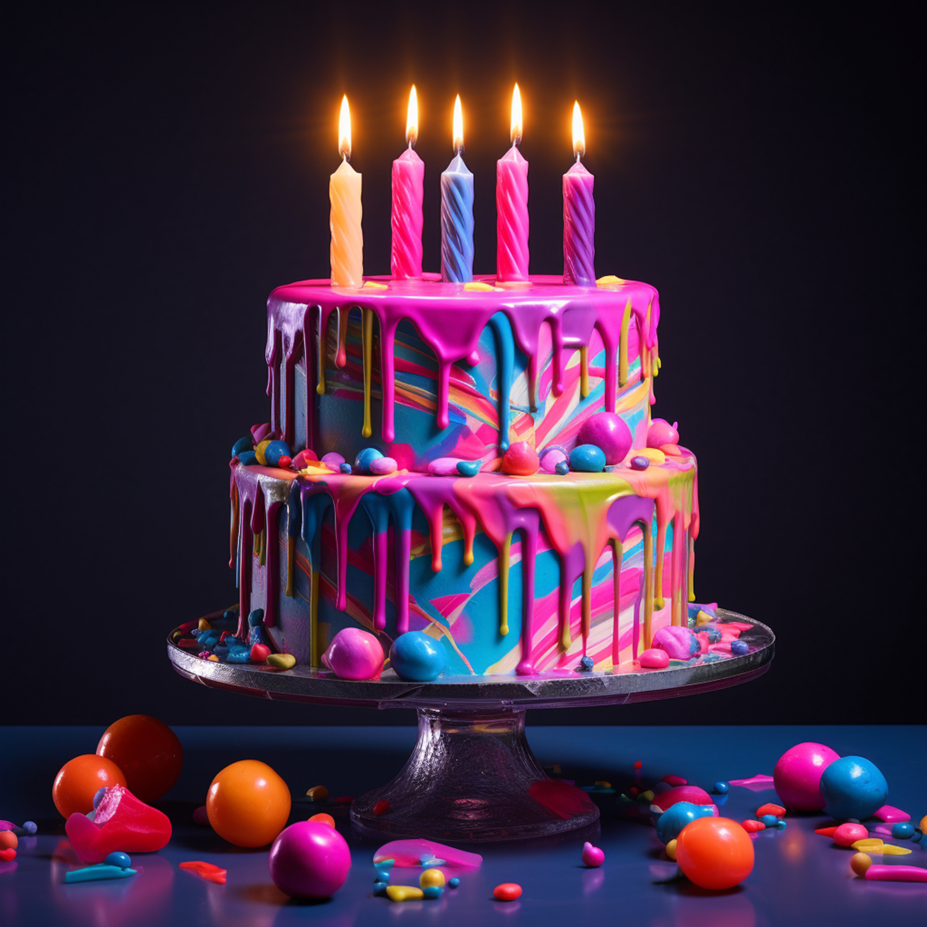 Neon Happy Birthday Cake Cupcake Milkshake High Quality JPEG PNG for ...