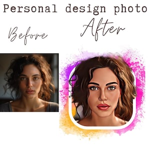 Personalized Selfie Portrait Drawing - Hand-drawn Cartoon Digital Art, Digital Download