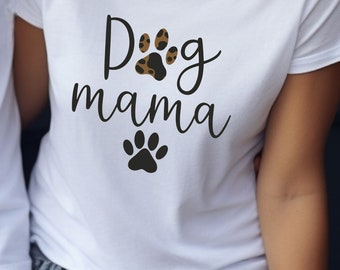 Dog Mama Leopard Svg, Dog Mom Leopard Png, Dog Mom Shirt Svg, Dog Lover Svg, Png Eps Dxf Pdf Sublimation Design Cut File for Cricut Download