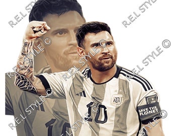 Lionel Messi Argentina Clip Art Descarga Digital - PNG & JPEG Ilustración de jugador de fútbol