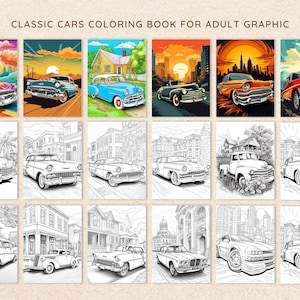 Classic Cars Coloring Book: 100 Pages of Vintage Automobiles for Kids and Adults, Printable Classic Motorcars Coloring Book image 3