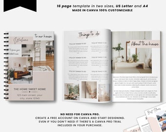 Printable Airbnb Welcome Book Template, Vacation Rental Home Template, Airbnb Canva Template, Airbnb Host Manual Guidebook Template