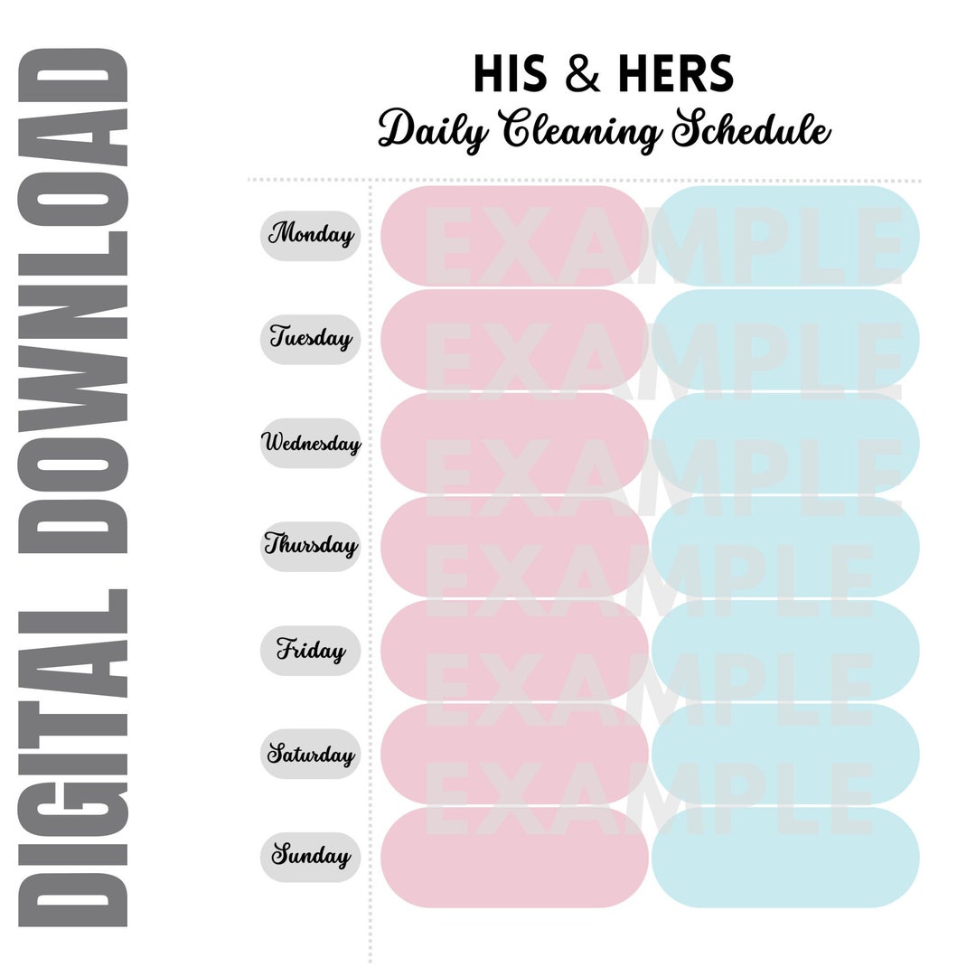 his-hers-daily-cleaning-schedule-cleaning-motivation-couples-cleaning-printable-schedule-minimal-simple-schedule-etsy