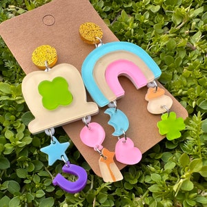 Lucky Charms Earrings, Lucky Charms Acrylic Earrings, Festive Earrings, St. Patrick&#39;s Day Jewelry, St. Patrick&#39;s Day Earrings