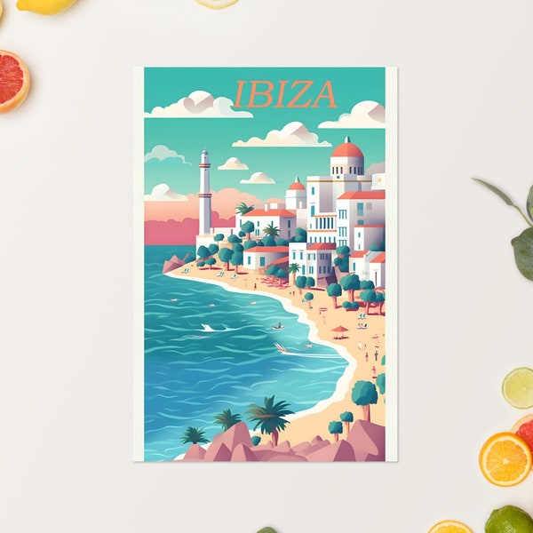 Beach poster Printed coastal wall art for home decoration Art for wall decor Ibiza Beach Spain Souvenir Ibiza Printed poster Ibiza Souvenir