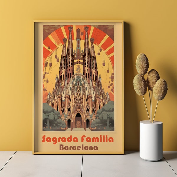 Barcelona print Spain, Sagrada Familia poster, Barcelona Souvenir print, Barcelona gift, Europe souvenir, Catalunya Souvenir Digital print