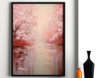 Pink Wall Art Flowers Pink Flowers Wall Decoration Pink Abstract Art Rose Pink Wall art Cherry blossom Digital Print Instant Download