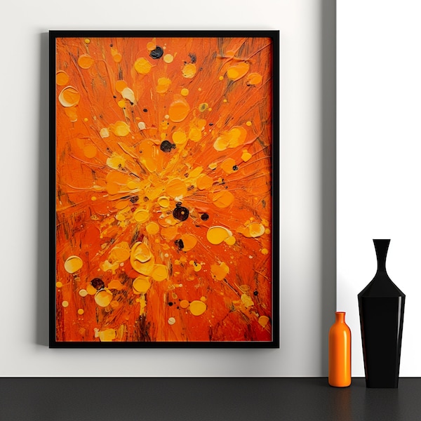 Orange and Amber Abstract Wall Art inspired by Claude Monet Poster Water Lilies Impressionist Wall art Oil Painting Orange Digital Print