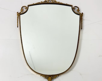 Brass wall mirror, Made in Italy, 1950s.