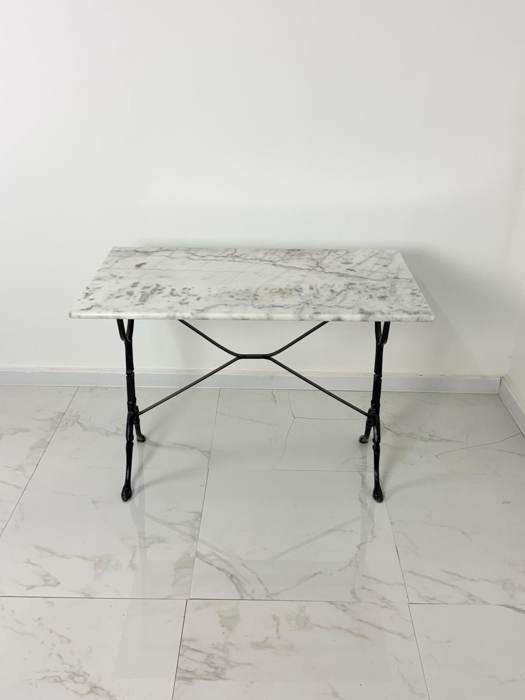 Small Rustic Cast Iron Table With Marble Top, 1960s - Etsy
