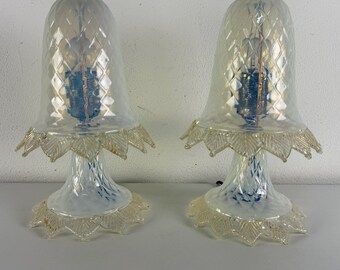Set of 2 Murano glass bedside lamps, attributed to Barovier, 1960s